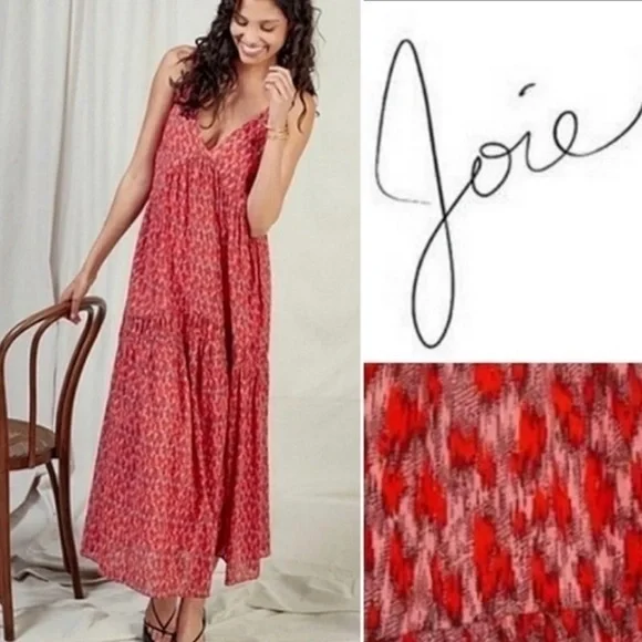 Joie | Dresses | Joie Tea Rose Tiered Sleeveless Vneck Boho Maxi Dress 0  Cotton Size Xxl Nwt | Poshmark